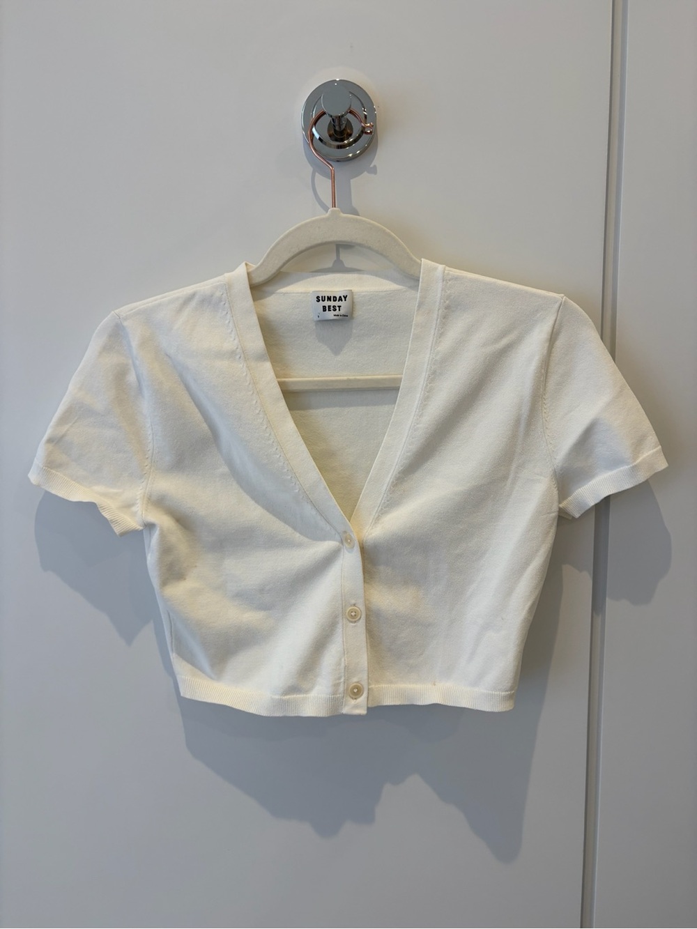 Aritzia Sunday Best White Cropped Knit Cardigan | Size S | Book Club Aesthetic - Picture 3 of 8